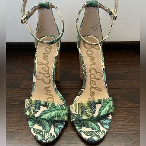 Sam Edelman Palm Leaf printed Heels Size 6